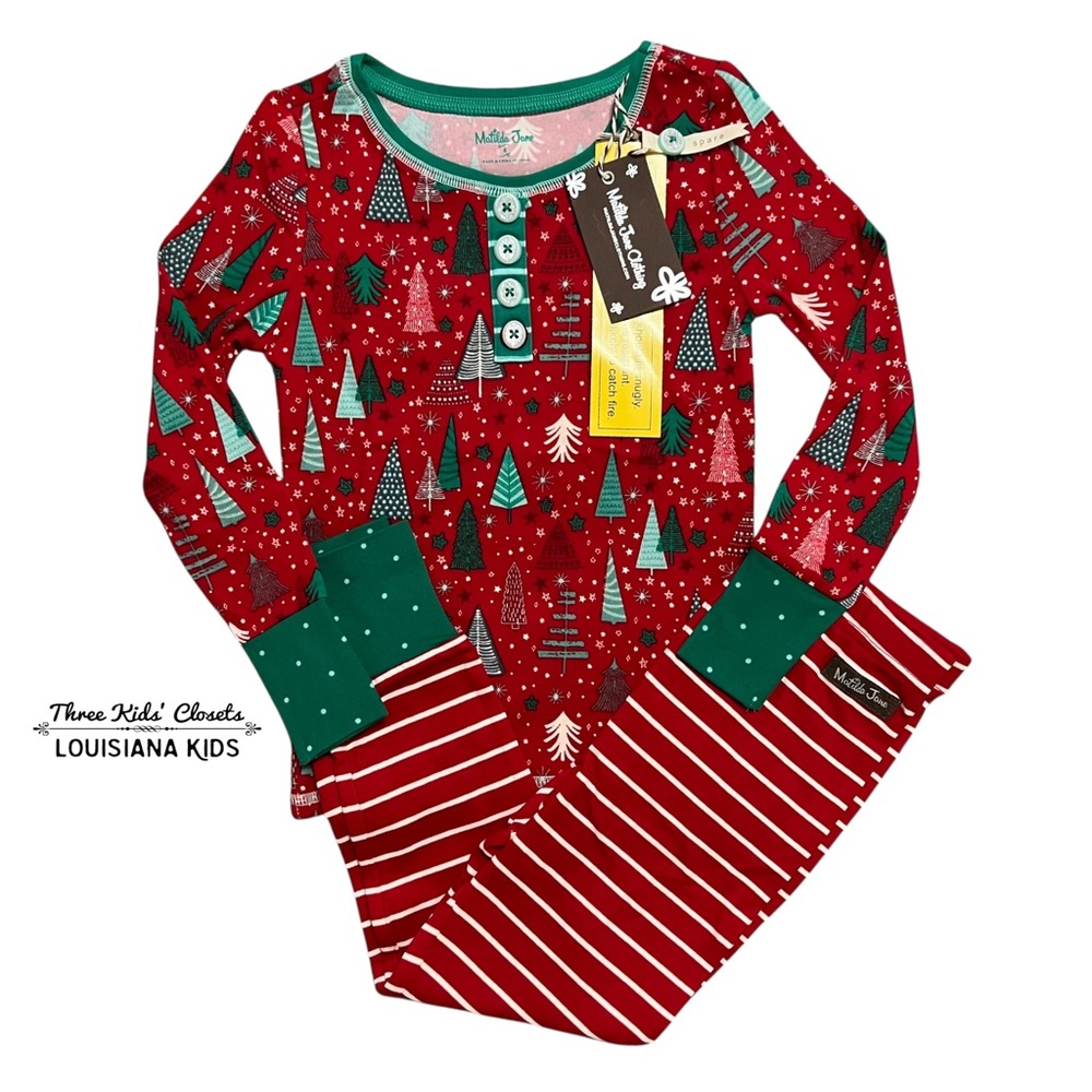 NEW Matilda Jane 4Y Girls Klara Christmas Trees Holiday Pajamas Set